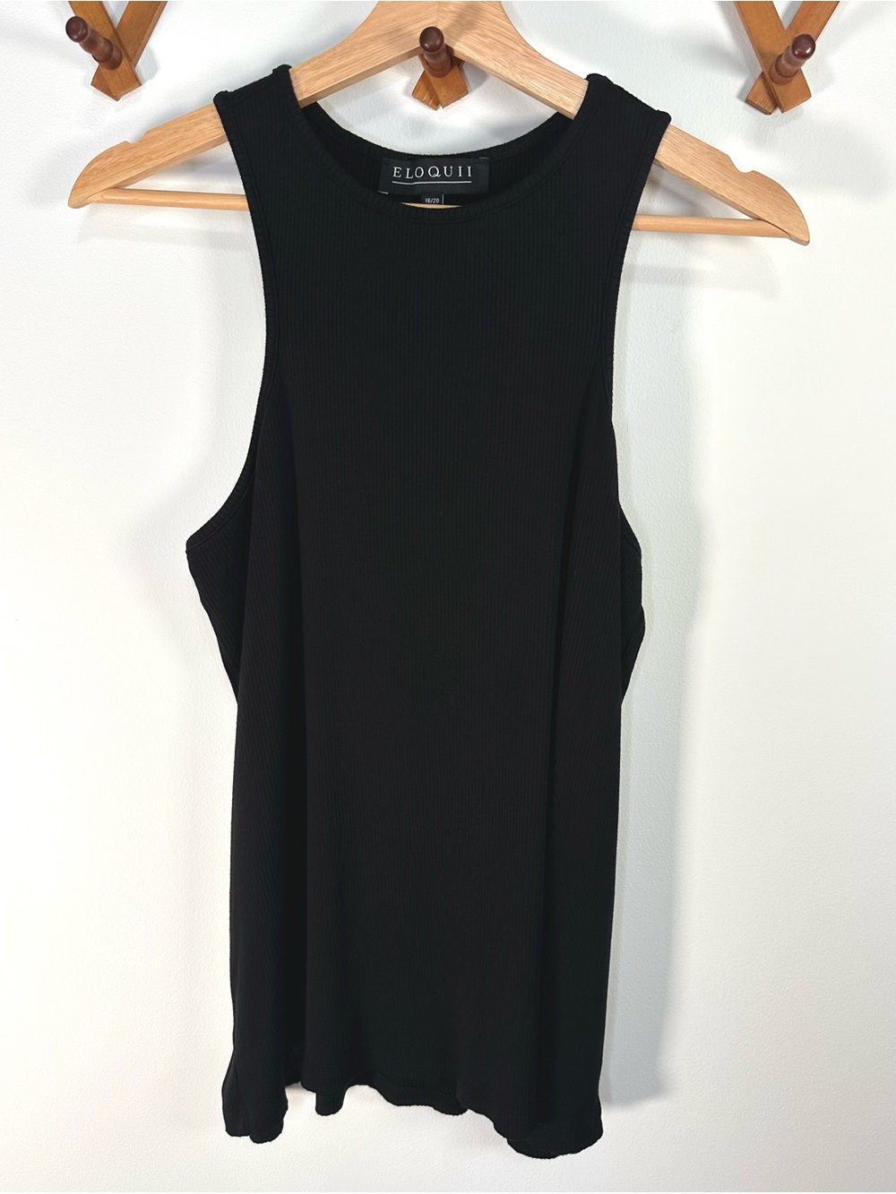 Eloquii Black High Neck Ribbed Sleeveless Tank Top 18/20